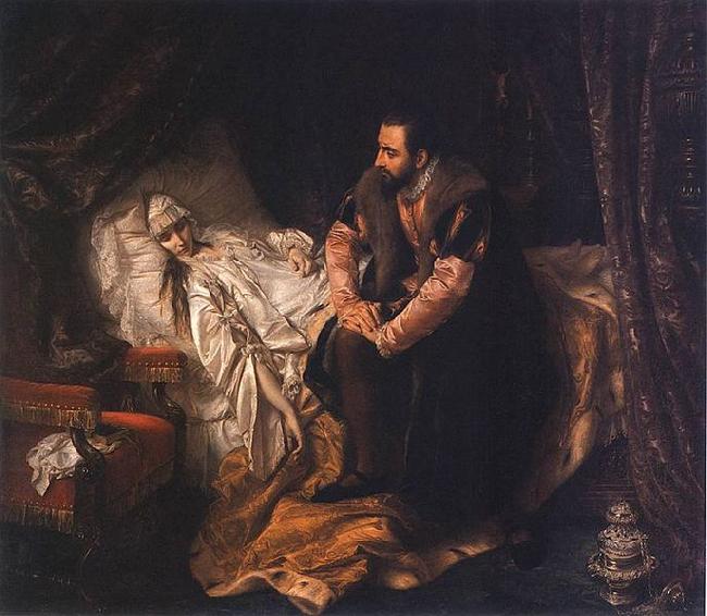 Jozef Simmler Barbararadziwill death 19th century Sweden oil painting art